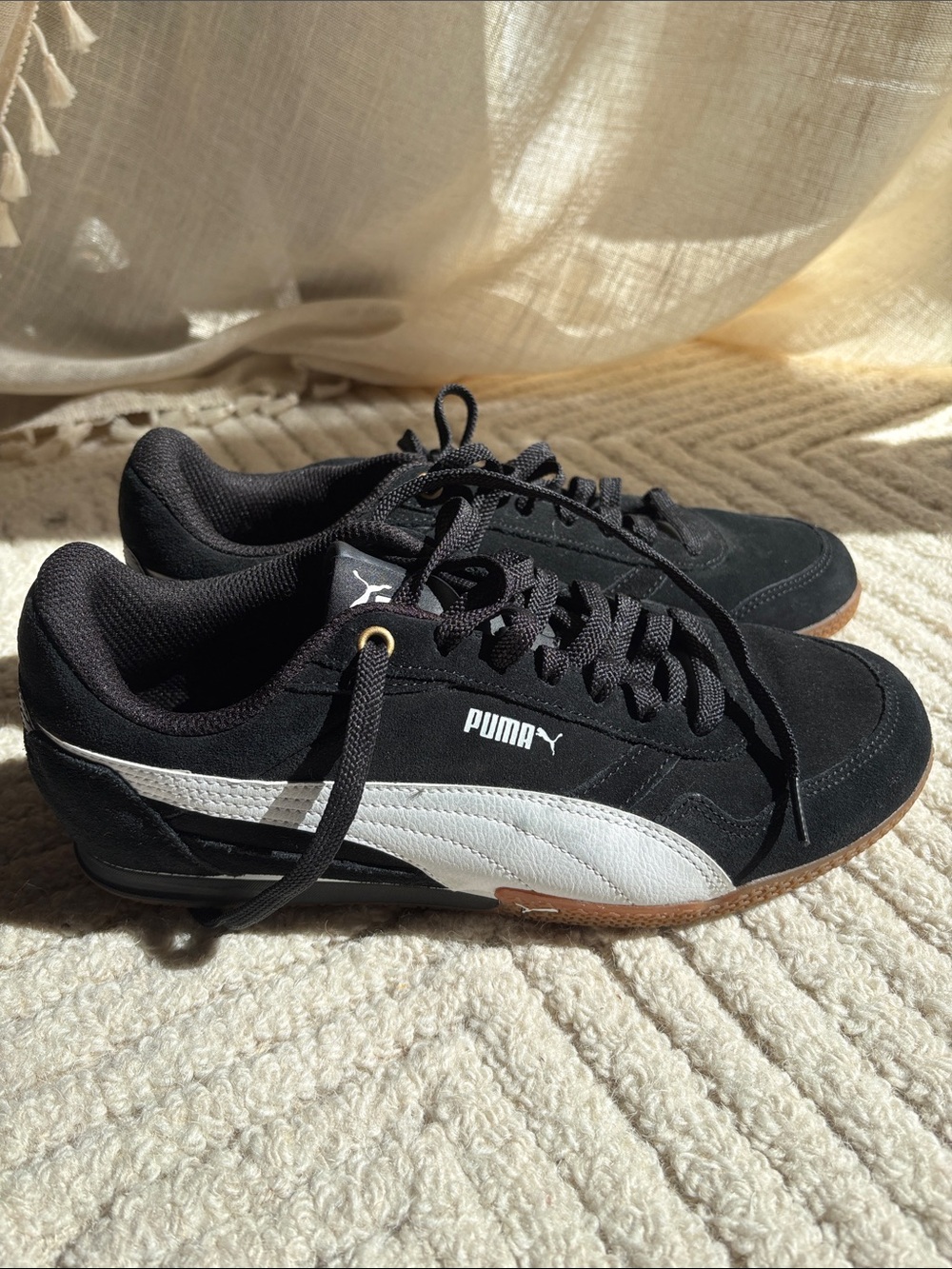 Puma Black Sneakers with White Formstrip